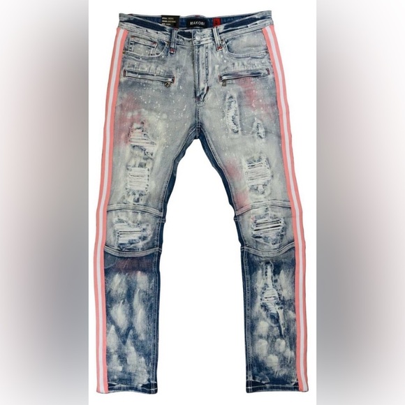 Peach Patch Side Stripe Jeans - Picture 3 of 4